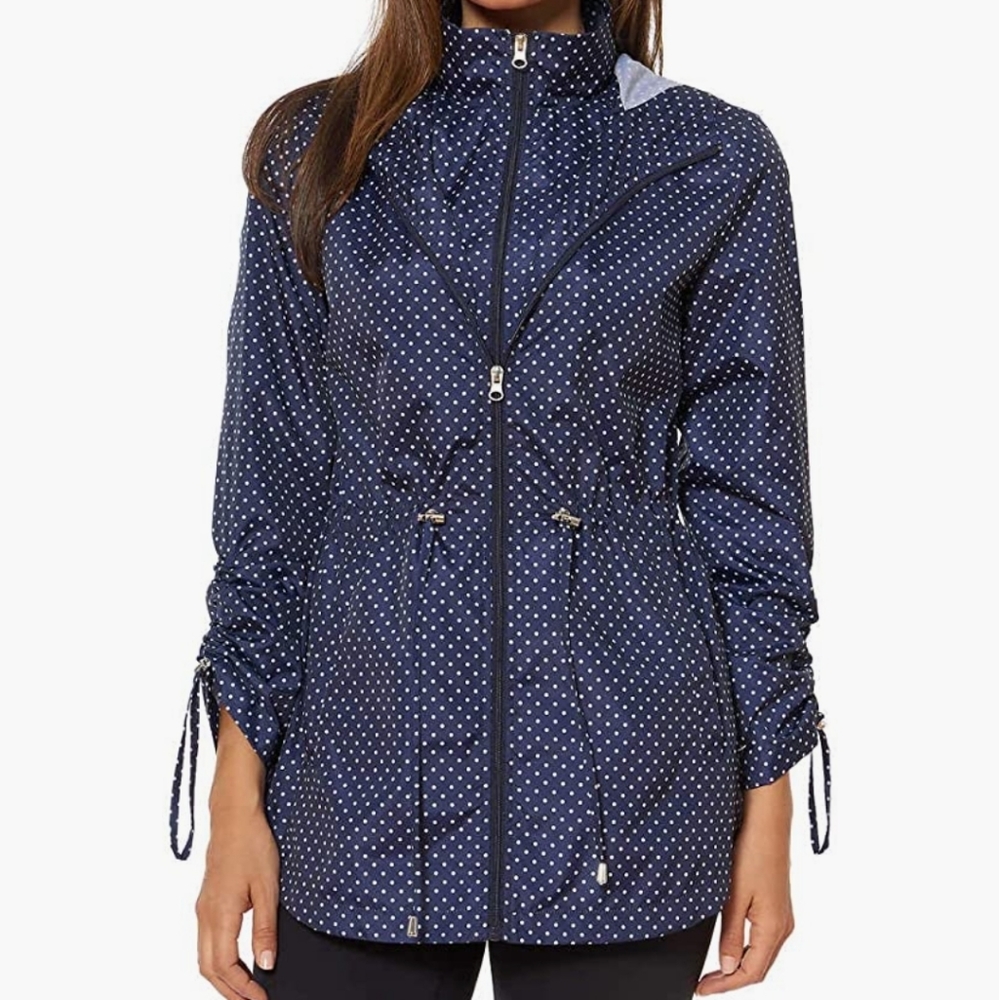Polka dot rain coat